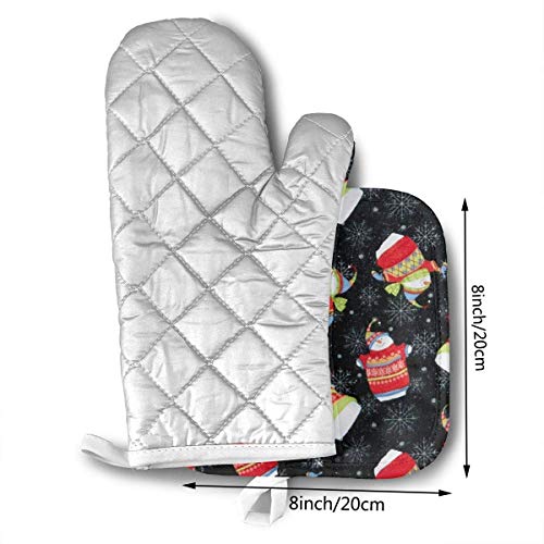 Wenxiupin - Guantes para horno, diseño de muñecos de nieve, resistentes al calor, aislamiento de algodón, guantes de cocina, con forro interior suave