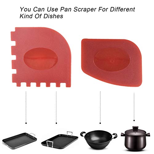 WEONE 6PCS Mango Protector Silicona + Rascador para Parrilla + Rascadores Duraderos, Sostenedor De La Manija Caliente del, Rascador de Olla para Sartenes, Sartenes y Planchas de Hierro Fundido