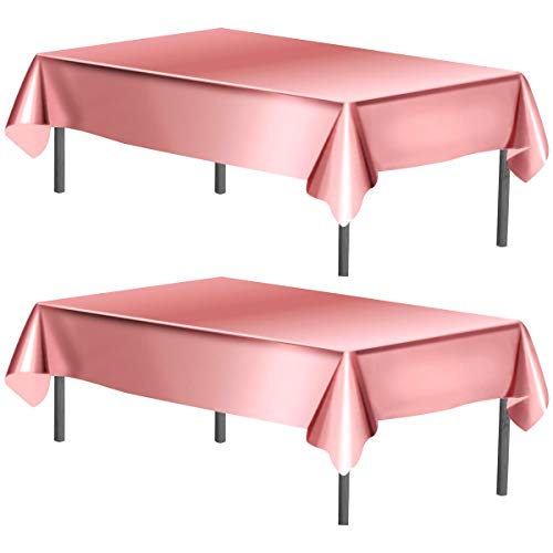 WEONE Juego de 2 Oro Rosa Mantel de Papel de Aluminio, 40 x 108 Pulgadas Cubierta de Mesa Rectángulo, Fiesta Manteles de Mesa para Fiesta Cumpleaños Boda Navidad Decoración de Mesa