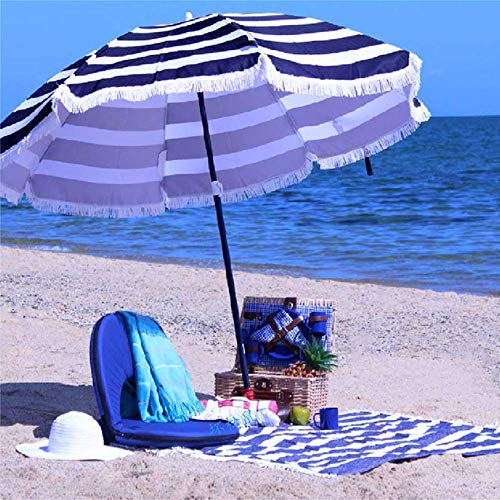 WEWE Sombrilla de Playa sombrilla de 2 m sombrilla de Sombra para Exteriores / UPF50 + Resistente a los Rayos UV Tela Impermeable de poliéster 180G con Cubierta de sombrilla (Rojo/Azul)