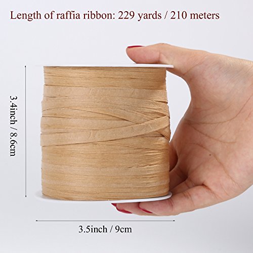 Whaline 229 Yardas Rafia Cinta de Papel Craft, Papel de Embalaje Cordel para Regalo, 1/4 Pulgadas Ancho