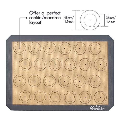 Whaline - 3 alfombrillas de silicona para hornear, antideslizante, lavable, reutilizable, resistente al calor, sin BPA, para galletas, pizza, pan, 41 x 29 cm