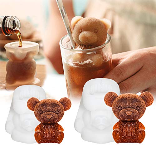 Whaline - Molde de silicona 3D para ositos de peluche, forma de animal, para jabón, café, leche, té, caramelo, fondant, pasteles, decoración de cupcakes (2 tamaños)