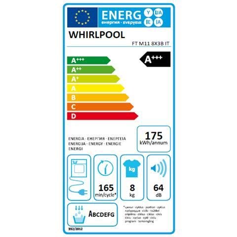 Whirlpool FT M11 8X3B IT - Secadora de condensación (8 kg, clase A++, bomba de calor)