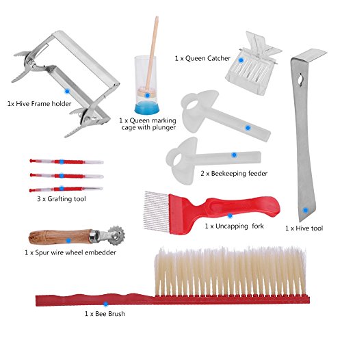 Wifehelper 12 Unids Herramientas de Apicultura Kit de Acero Inoxidable Colmena Herramienta Abeja Cepillo Extracción Tenedor Apicultor Utensilio Accesorios