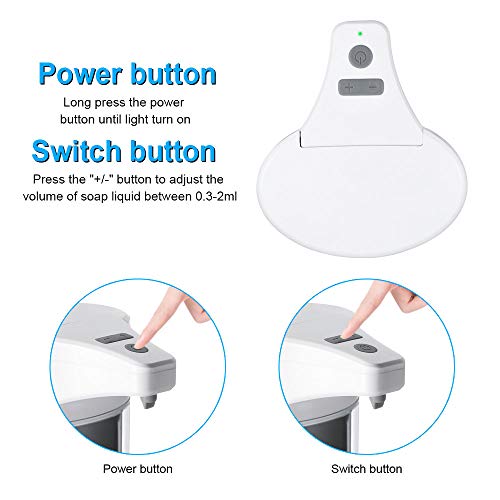 WIFORT Dispensador de Jabón Automático, 400ML Dispensador de Líquido Sin Contacto con Sensor de Infrarrojos, Interruptor Ajustable & Base Impermeable, para Baño, Cocina