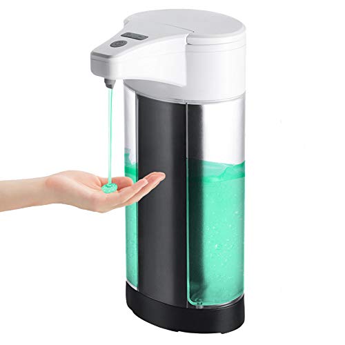 WIFORT Dispensador de Jabón Automático, 400ML Dispensador de Líquido Sin Contacto con Sensor de Infrarrojos, Interruptor Ajustable & Base Impermeable, para Baño, Cocina