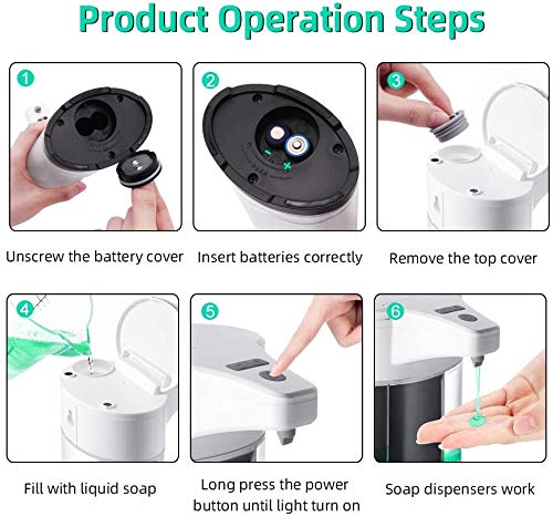 WIFORT Dispensador de Jabón Automático, 400ML Dispensador de Líquido Sin Contacto con Sensor de Infrarrojos, Interruptor Ajustable & Base Impermeable, para Baño, Cocina