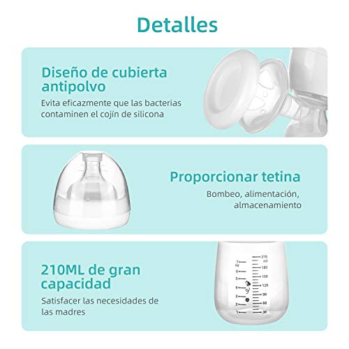 WilBee Sacaleches Eléctrico, Extractor de Leche Materna Portátil y Recargable con 3 Modos y 9 Niveles de Succión de Leche Materna, Pantalla LCD de Táctil Sensible, Sin BPA