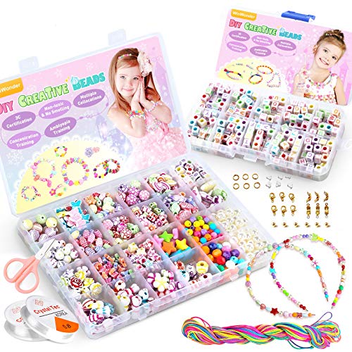 WinWonder Niños Bricolaje Conjunto de Cuentas,1150 PCS Pulseras Collares de Joyas para Niñas Cuentas para la Fabricación de Joyas para Niños