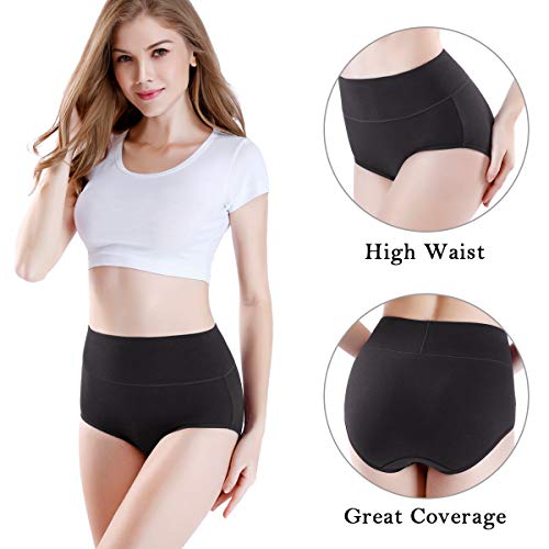 wirarpa Braguitas Culotte Algodón para Mujer Bragas de Cintura Alta Cómodo Faja Reductora Ajustan Pack de 4 Talla 38