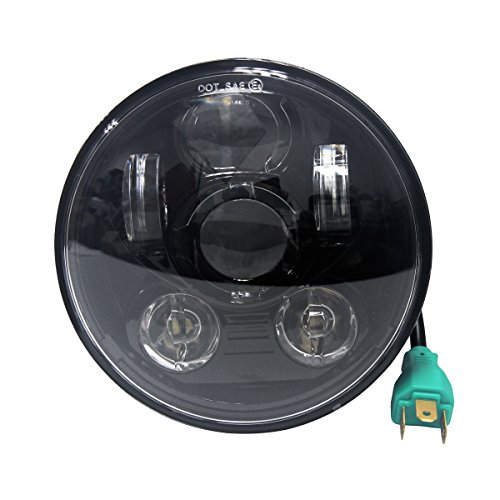 Wisamic 5-3/4 faro LED de 5,75 pulgadas Compatible con Harley Davidson Dyna Street Bob Super Wide Glide Low Rider Night Rod Train Softail Deuce Custom Sportster Iron 883-Black