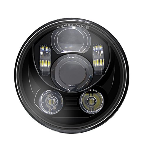 Wisamic 5-3/4 faro LED de 5,75 pulgadas Compatible con Harley Davidson Dyna Street Bob Super Wide Glide Low Rider Night Rod Train Softail Deuce Custom Sportster Iron 883-Black