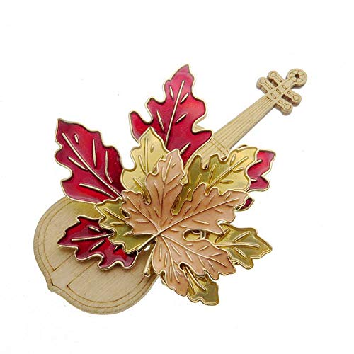 WJJW Otoño de Dos Colores de Hoja caduca Tridimensional vidriada Broche de Hoja de Arce Broche de Mujer Broche de Seda Bufanda Hebilla