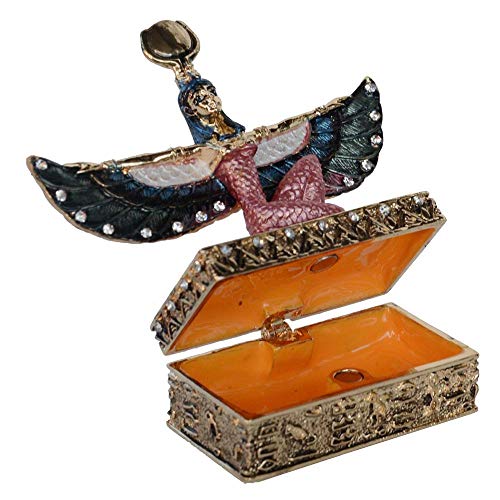 wksee Joyero Animal Joyero De Cristal Animal Estatua Animal Diosa Egipcia ISIS Alada Estatua Caja De Baratijas Doradas Figuras Regalos En Miniatura Contenedor con Joyas