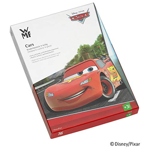 WMF Disney Cars 2 - Cubertería para niños 4 piezas (tenedor, cuchillo de mesa, cuchara y cuchara pequeña) (WMF Kids infantil)