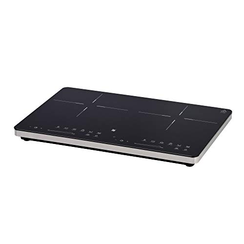 WMF Kult X - Placa de inducción doble, hasta 28 cm, 2 zonas de cocción, 8 niveles de potencia, detección de ollas, pantalla táctil, vitrocerámica, temporizador, 3500 W