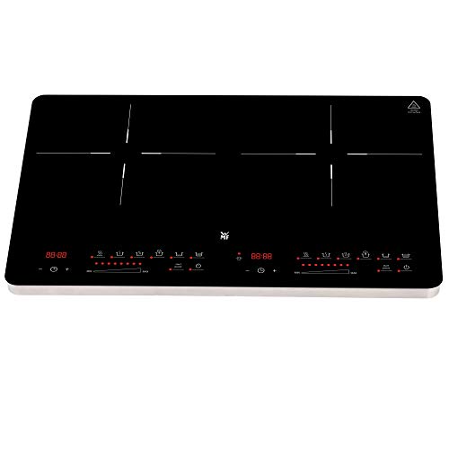 WMF Kult X - Placa de inducción doble, hasta 28 cm, 2 zonas de cocción, 8 niveles de potencia, detección de ollas, pantalla táctil, vitrocerámica, temporizador, 3500 W