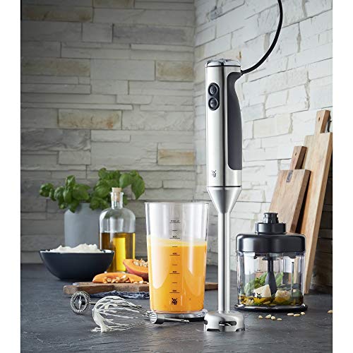 WMF Lineo Batidora de mano 4 en 1, 700 w,vaso medidor 1 Litro, accesorio Picadora, accesorio batidor, accesorio espumador de leche Acero Inoxidable cromargan