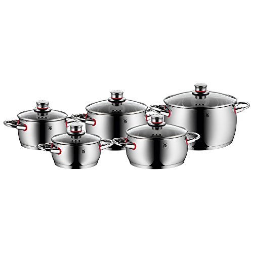 WMF Quality One Batería de Cocina (5 Piezas), Acero Inoxidable Pulido, 2 cazuelas y 3 ollas Altas