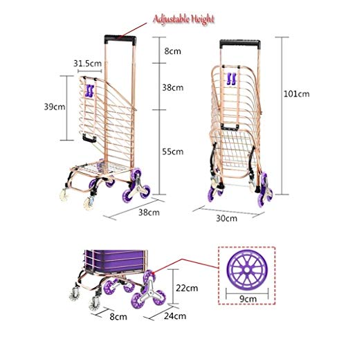 WNN-URG Carrito de Compras Plegable de 8 Ruedas/Asiento/Bolsa de Capacidad de 30L Cesta de aleación de Aluminio Liviana Cesta de supermercado Mercado Manija Ajustable URG