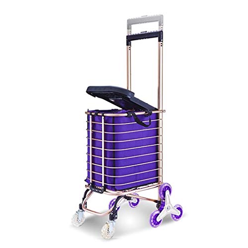 WNN-URG Carrito de Compras Plegable de 8 Ruedas/Asiento/Bolsa de Capacidad de 30L Cesta de aleación de Aluminio Liviana Cesta de supermercado Mercado Manija Ajustable URG