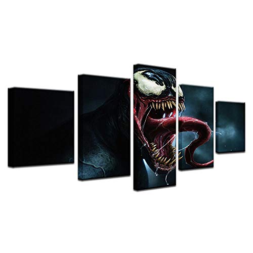 Wodes 5 Panel Venom Spiderman Marvel Comics Movie Hero Superhero Poster Decoración Para El Hogar Tela De Lona De Seda Imprimir Imagen 30 * 40 * 2 30 * 60 * 2 30 * 80Cm Sin Marco