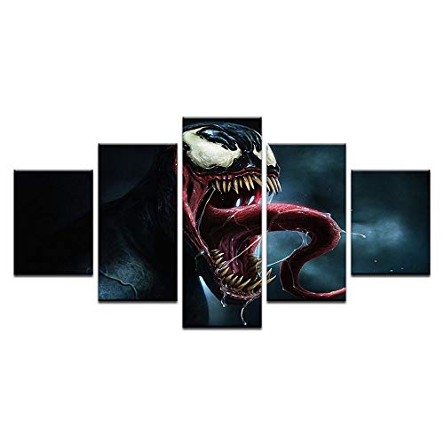 Wodes 5 Panel Venom Spiderman Marvel Comics Movie Hero Superhero Poster Decoración Para El Hogar Tela De Lona De Seda Imprimir Imagen 30 * 40 * 2 30 * 60 * 2 30 * 80Cm Sin Marco