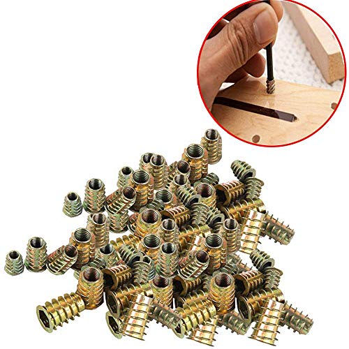 Wohlstand100 pcs/bolsa Rosca Hex Socket,Aleación Zinc Insertos de RoscaM4*10mm/M5*10mm/M6*12mm/M8*14mm,Carpintería Madera Kit de Herramienta de Surtido de Tuercas para Mueble de Madera (4 Tamaños)