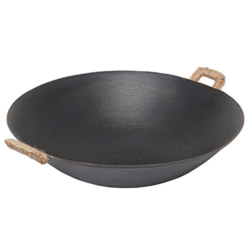 Wok De Hierro Fundido Antigua Olla De Hierro Fundido Sin Recubrimiento De Doble Oreja Wok Fondo Redondo Antiadherente Wok Wok Hogar,43cm