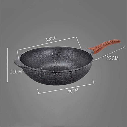 Wok Pan Sartenes sartenes de fondo plano wok antiadherente Wok de aluminio fundido con revestimiento de capas múltiples con la cúpula de la tapa Revestimiento antiadherente for cocinar Freír (Color: N