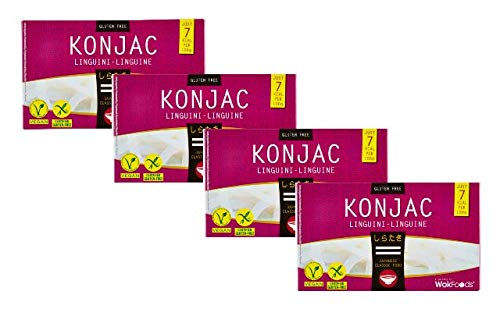 WokFoods Konjac Japonés Linguini Comida clásica Sin Gluten / Mezcla de comida con la clásica Comida japonesa de harina de Konjac - 4 x 200 gramos