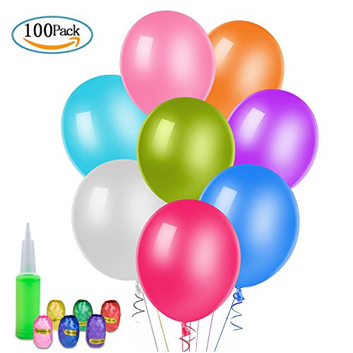 WolinTek [100 Piezas] Globos de Fiesta de Colores Diversos, Globos de Látex con Cintas para Decoraciones de Fiesta, Bodas, Fiestas de Cumpleaños