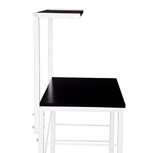 WOLTU Estantería de Cocina con 3 Escalera metálico Estante de Almacenamiento Soporte de Planta para Organizar Cocina Baño Salón 60x40x123cm Blanco + Negro RGB9285sw