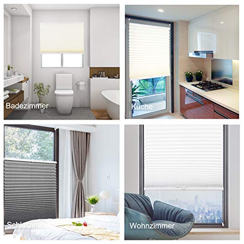 WOLTU Estor Plisado Persianas para Ventanas y Puertas Sin perforación 70x100cm Blanco PS5622ws06