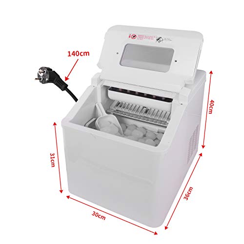 WOLTU Máquina para Hacer Hielo 150W Máquina de Hacer Cubitos de Hielo 20KG/24H Fabricadora de Cubitos 2.5L Ice Maker Blanco