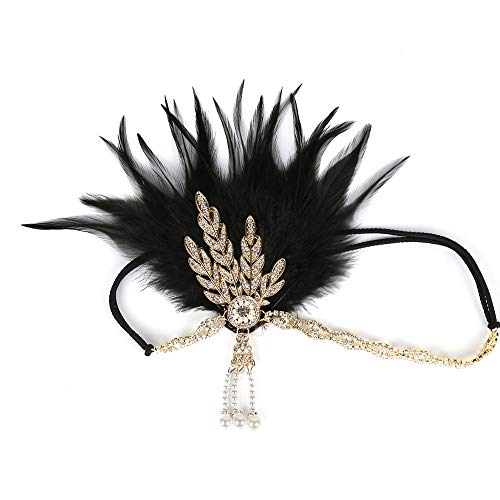 Wonepic Accesorios del Pelo del Partido con Cuentas Apliques para Las Mujeres Gatsby Boda Celada de la Aleta de la Venda de la Vendimia 1920