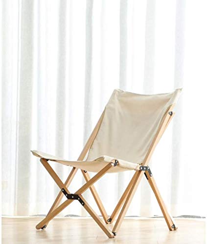 Woodtree Silla Plegable al Aire Libre de Madera sólida Balcón del sillón Individual pequeño Camping Silla de Playa portátil al Aire Libre (Beige)