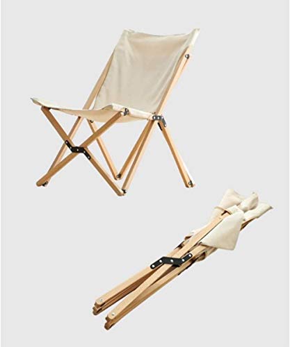 Woodtree Silla Plegable al Aire Libre de Madera sólida Balcón del sillón Individual pequeño Camping Silla de Playa portátil al Aire Libre (Beige)