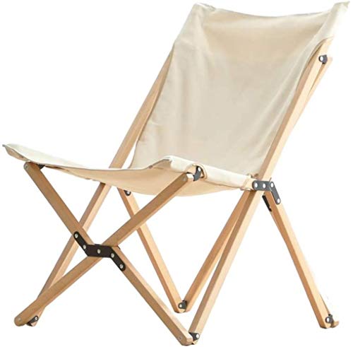 Woodtree Silla Plegable al Aire Libre de Madera sólida Balcón del sillón Individual pequeño Camping Silla de Playa portátil al Aire Libre (Beige)