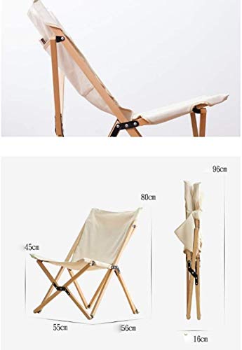 Woodtree Silla Plegable al Aire Libre de Madera sólida Balcón del sillón Individual pequeño Camping Silla de Playa portátil al Aire Libre (Beige)