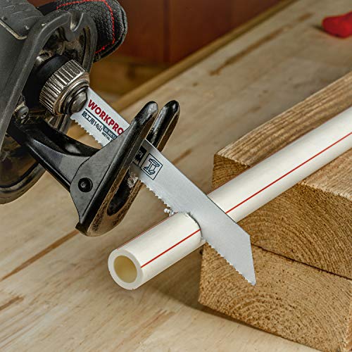 WORKPRO 10 Piezas de Hoja de Sierra Sable para Madera y Metal Compatible con Bosch, Black & Decker, Makita, Dewalt(150mm,230mm de largo ; 6/10/14/18 TPI),con caja plástica