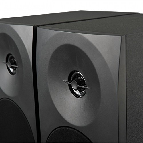 Woxter Dynamic Line 410 – Altavoces estéreo 2.0 Autoamplificados con 150W de potencia, Madera, Woofer de 4 pulgadas, 2 Tweeter, 3.5 mm, RCA, Control volumen, agudos, graves, Bookself Speakers, Negro