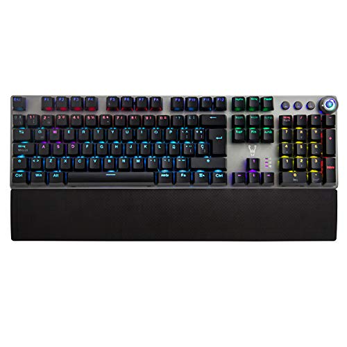 Woxter Stinger RX 1000 Kr - Teclado Gaming Mecánico, Estructura de Aluminio, Micro Switch, Retroiluminado, Anti-Ghosting, Cable de Nylon, Compatible PC/PS4/Fortnite/Apex Legends