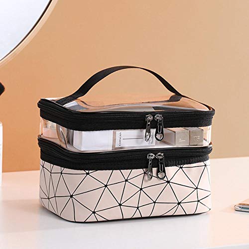 Wozoaoasq   Bolsa de Maquillaje Transparente de Viaje Bolsa de cosméticos Organizador de artículos de tocador Estuches de Maquillaje Impermeables para Mujeres, Plateado