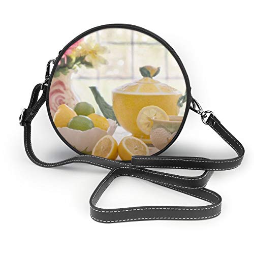 Wrution Tea Lemonade Still Life Tetera personalizada con cuerpo cruzado con cremallera bolso de hombro de cuero suave para mujer