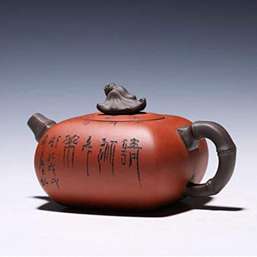 Wsliqrti Tetera de Arcilla púrpura Yixing Hecha a Mano por Maestros Famosos Cuarteto bendiciones Tetera de Arcilla púrpura Juego de té Tetera China-Olla * 1, Taza * 2