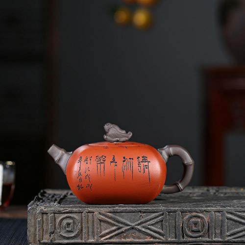 Wsliqrti Tetera de Arcilla púrpura Yixing Hecha a Mano por Maestros Famosos Cuarteto bendiciones Tetera de Arcilla púrpura Juego de té Tetera China-Olla * 1, Taza * 2