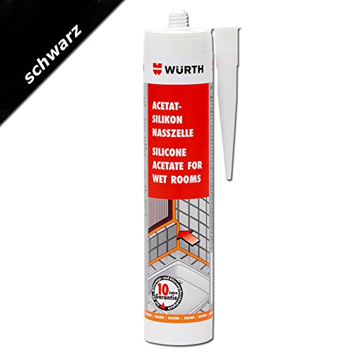 Würth  Silicona acetato para habitaciones húmedas Negro (310 ml)