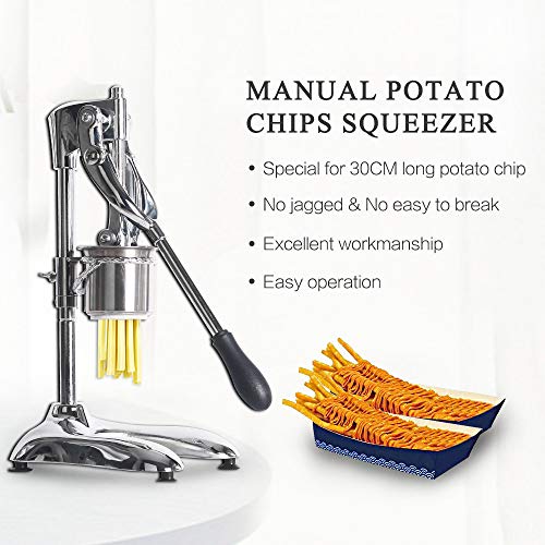 WXH Máquina para Hacer Papas Fritas largas, 30cm Prensador Manual Patatas Fritas exprimidoras Exprimidor de Acero Inoxidable Papas Fritas Fritas Machin Pies Antideslizantes Utensilios de Cocina